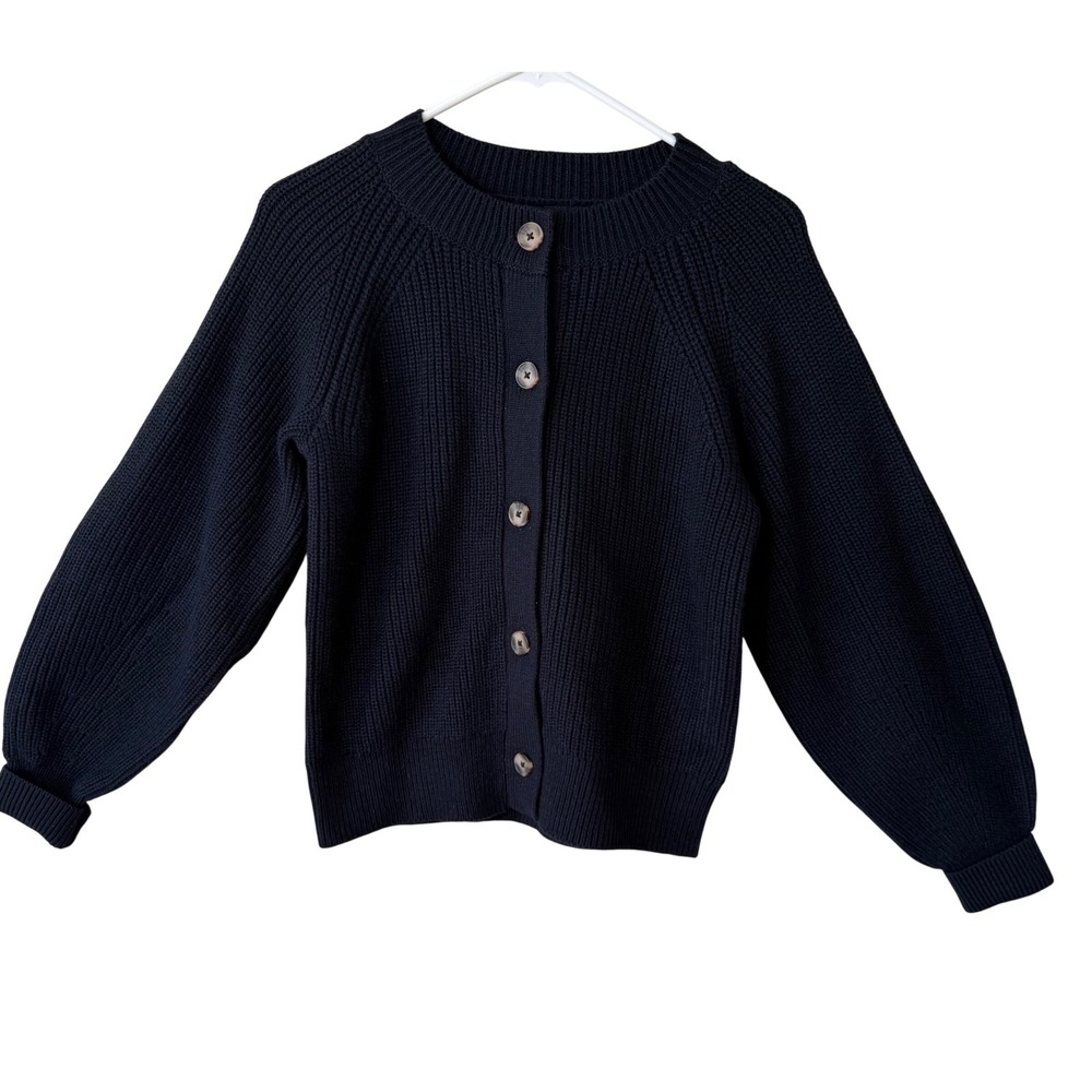 Banana Republic Navy Blue Ribbed Knit Button Front Cardigan Sweater Womens Small